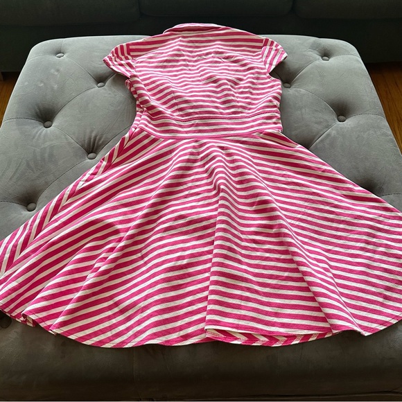 Betsey Johnson Pink and White Striped Fit and Flare Dress - Picture 3 of 8